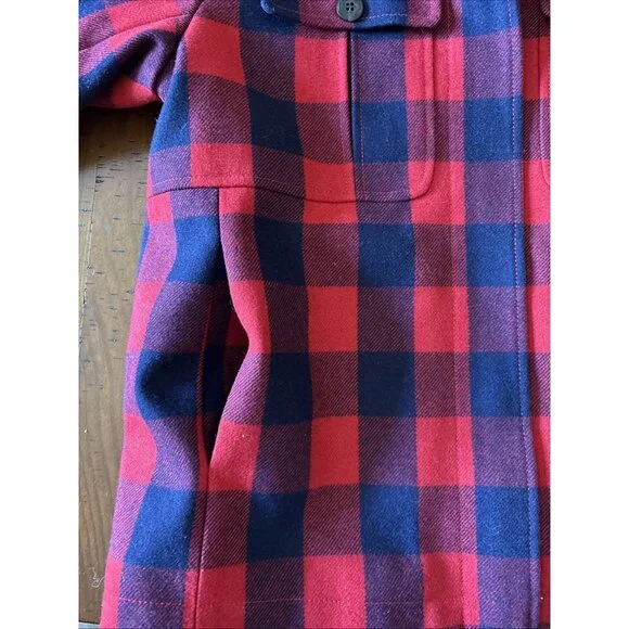 Jcrew Red & Navy Checked Wool Blend Jacket Size Medium Lumberjack Jacket